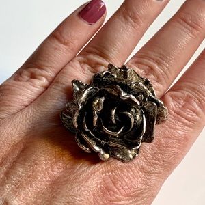 Accentuality Artisan Handmade Pewter Silver Rose Ring Sz 8
